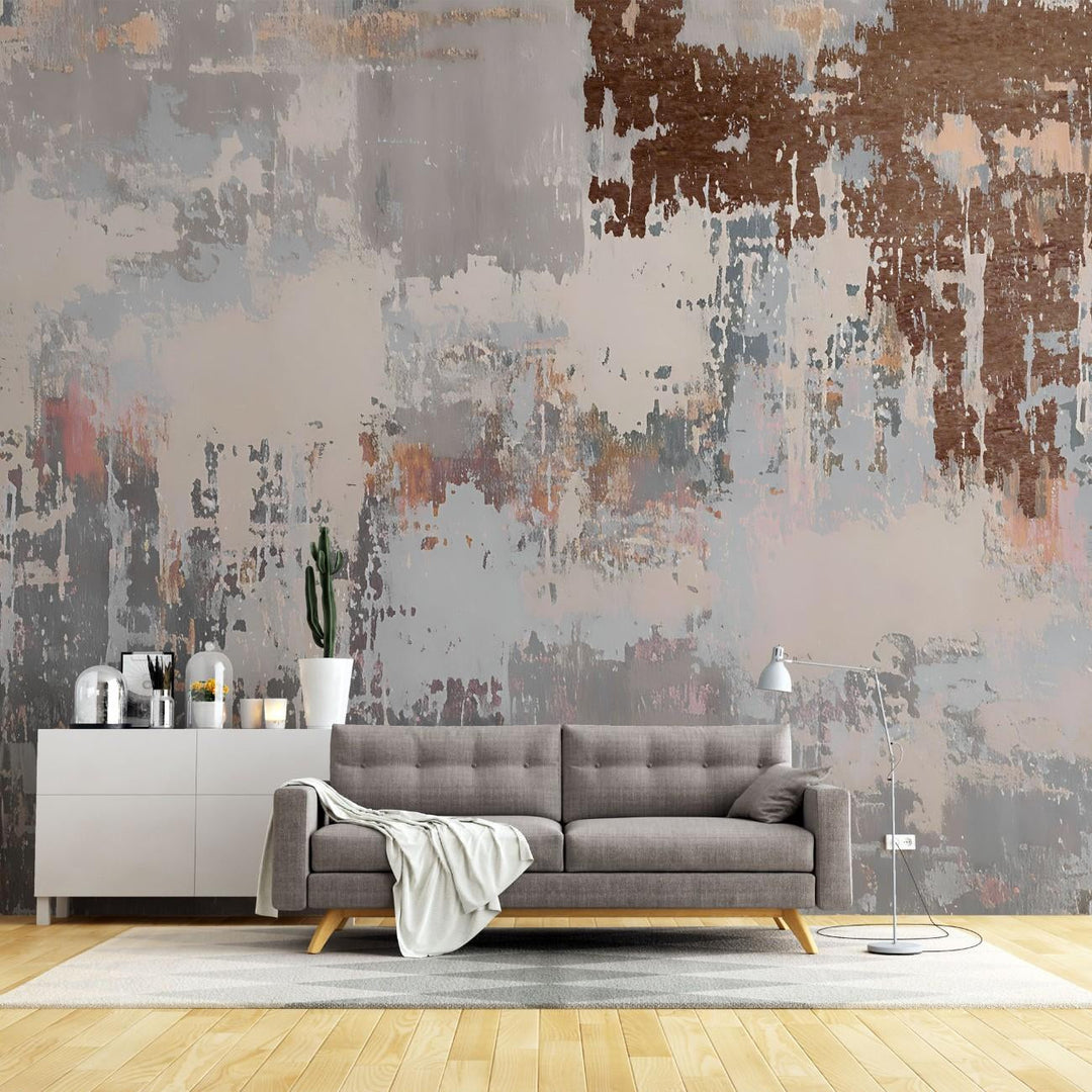 Tapet personalizat abstract cu o textura ce aminteste de beton cimentat oferind un aspect industrial si urban scraped concrete