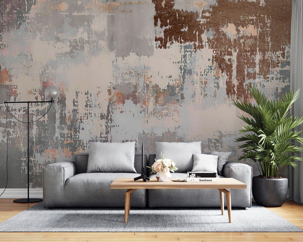 Tapet personalizat abstract cu o textura ce aminteste de beton cimentat oferind un aspect industrial si urban scraped concrete