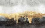 Tapet personalizat abstract cu un efect estompat de auriu si carbune creand o atmosfera misterioasa si eleganta blurry gold charcoal