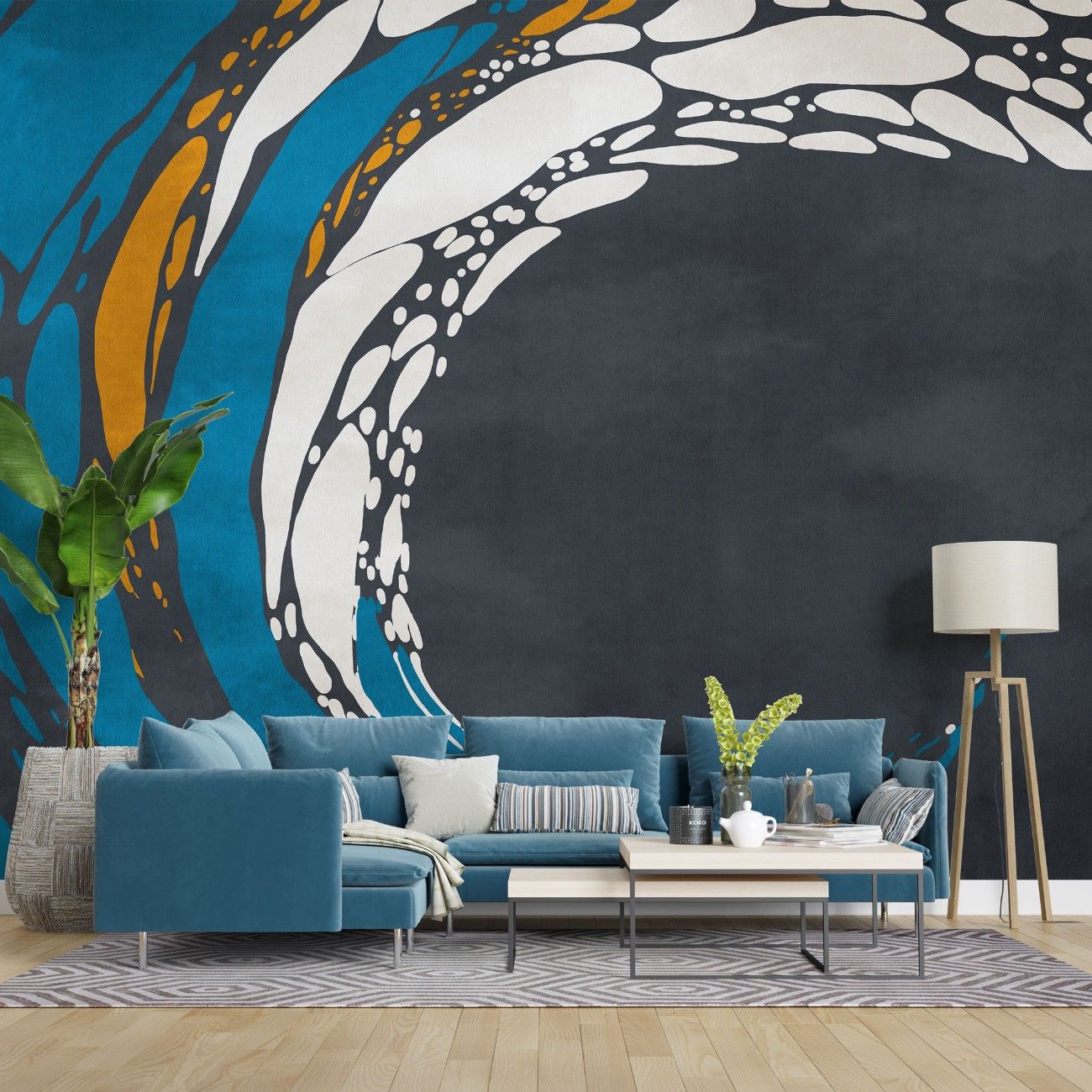 tapet personalizat abstract cu forme ce se transforma creand un design dinamic si inovator shape shifter