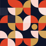 Tapet Personalizat Abstract cu un model neo-geometric in nuante de rosu albastru inchis si roz - NEO GEOMETRIC