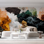 Tapet Personalizat Abstract cu un model abstract in nuante portocalii si maronii - SMOKE FOREST