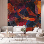 Tapet Personalizat Abstract cu vitralii colorate si unde de apa - STAINED GLASS WATER