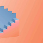 Tapet Personalizat Abstract cu scari abstracte iluzorice in nuante de portocaliu si albastru - ILLUSION STAIRS