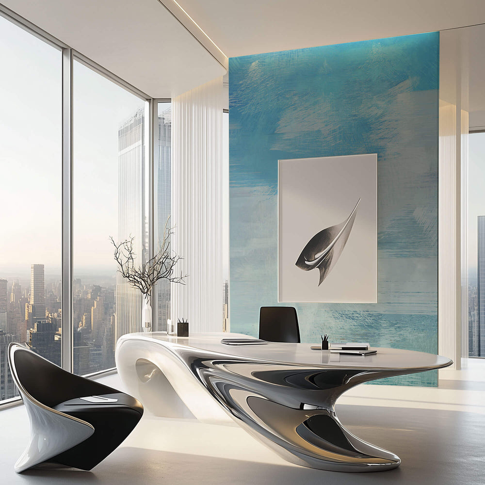 Tapet Personalizat Abstract cu pictura abstracta in nuante de albastru - OCEAN BRUSH