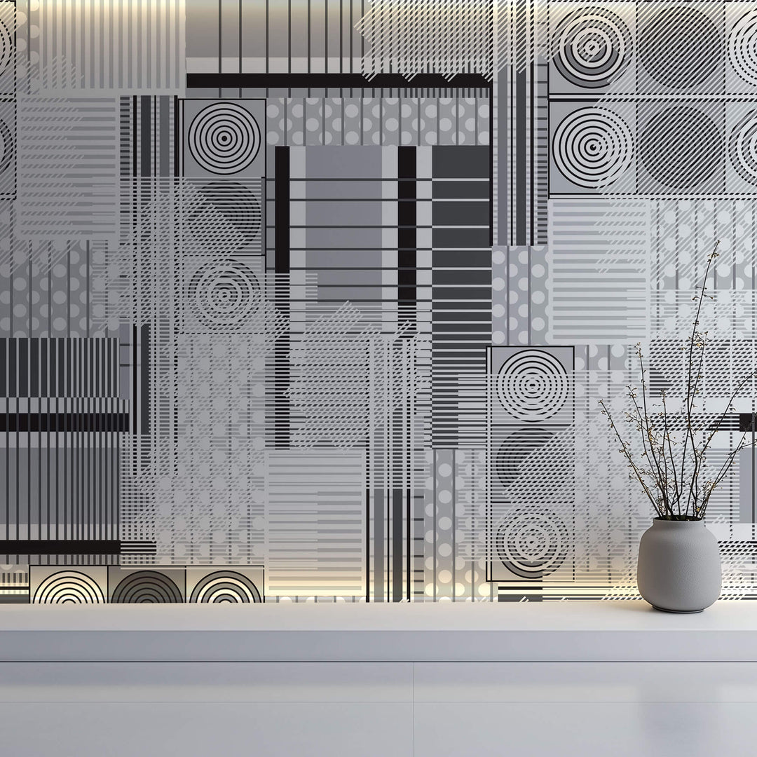 Tapet Personalizat Abstract cu model circular abstract in nuante de gri - MODERN GREY
