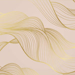 Tapet Personalizat Abstract cu unde aurii pe un fundal roz - SOFT GODDESS