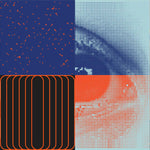 Tapet Personalizat Abstract cu elemente abstracte in nuante intense de rosu si albastru - POSTMODERN