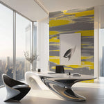 Tapet Personalizat Abstract cu arta digitala abstracta in nuante de galben si gri - YELLOW ACCENT