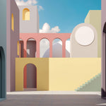 Tapet Personalizat Abstract cu cladiri colorate si arcade - SQUID GAME