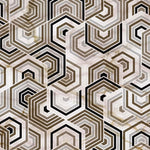 Tapet Personalizat Abstract cu mozaic hexagonal din marmura bej si maro - ARABIAN NIGHTS