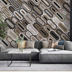 Tapet Personalizat Abstract cu mozaic oval din marmura bej si maro - CLIFF MARBLE