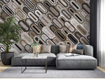 Tapet Personalizat Abstract cu mozaic oval din marmura bej si maro - CLIFF MARBLE