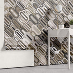 Tapet Personalizat Abstract cu mozaic oval din marmura bej si maro - CLIFF MARBLE