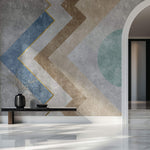 Tapet Personalizat Abstract cu textura de ciment si elemente geometrice abstracte - PLASTER GEOMETRIC