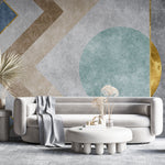 Tapet Personalizat Abstract cu textura de ciment si elemente geometrice abstracte - PLASTER GEOMETRIC