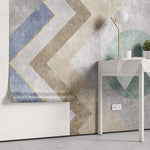 Tapet Personalizat Abstract cu textura de ciment si elemente geometrice abstracte - PLASTER GEOMETRIC