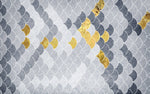 Tapet Personalizat Abstract cu solzi abstracti in nuante de gri si auriu - GREY GOLDEN FLAKES