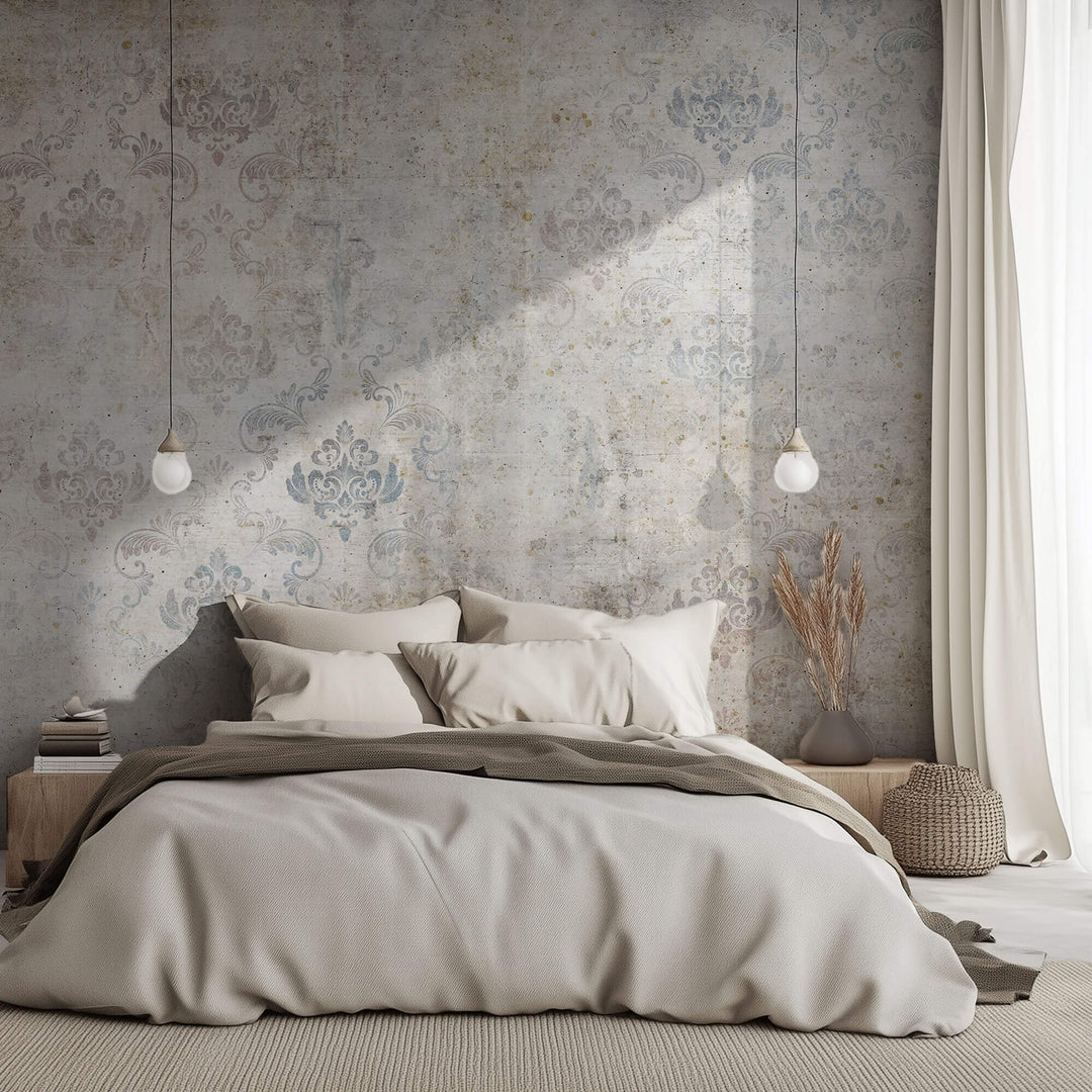 Tapet Personalizat Abstract cu model rococo intr-o textura vintage - CEMENT ROCOCO