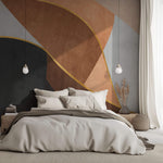 Tapet Personalizat Abstract cu textura decorativa si insertii aurii - BROWN TONES TEXTURE