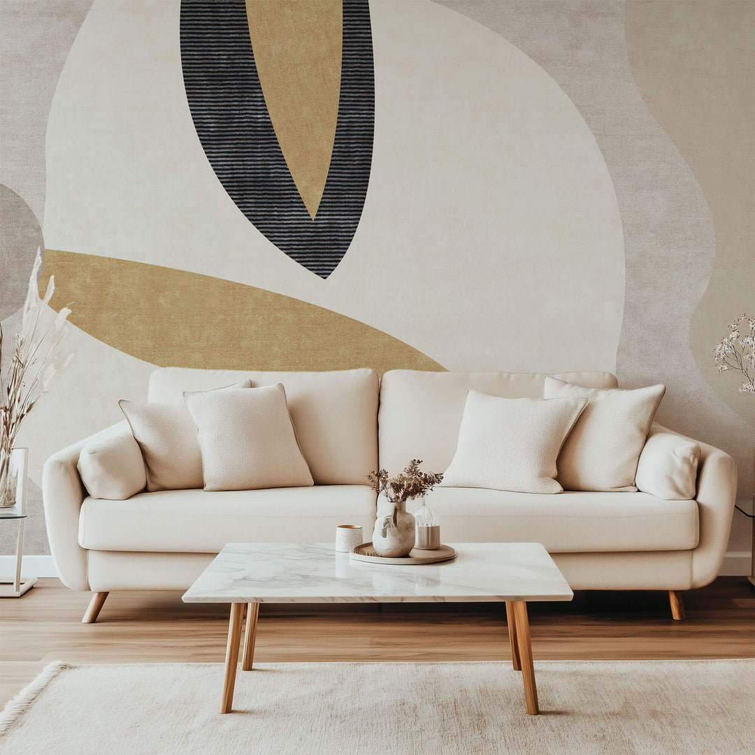 Tapet Personalizat Abstract cu un design minimalist abstract in nuante de bej - HYGGE AESTHETIC