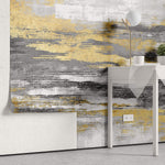 Tapet Personalizat Abstract cu plaster decorativ in nuante de gri si auriu - STRIPE PLASTER