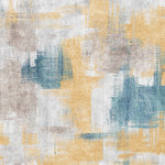 Tapet Personalizat Abstract cu mix de texturi in nuante albastre si aurii - PAINTED TEXTILE
