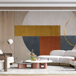 Tapet Personalizat Abstract cu forme geometrice cu textura si insertie aurie - GOLD ARCH ACCENT