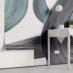 Tapet Personalizat Abstract cu urme de pensula in nuante de acril negru si turcoaz - CLEAR STROKES