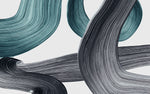Tapet Personalizat Abstract cu urme de pensula in nuante de acril negru si turcoaz - CLEAR STROKES