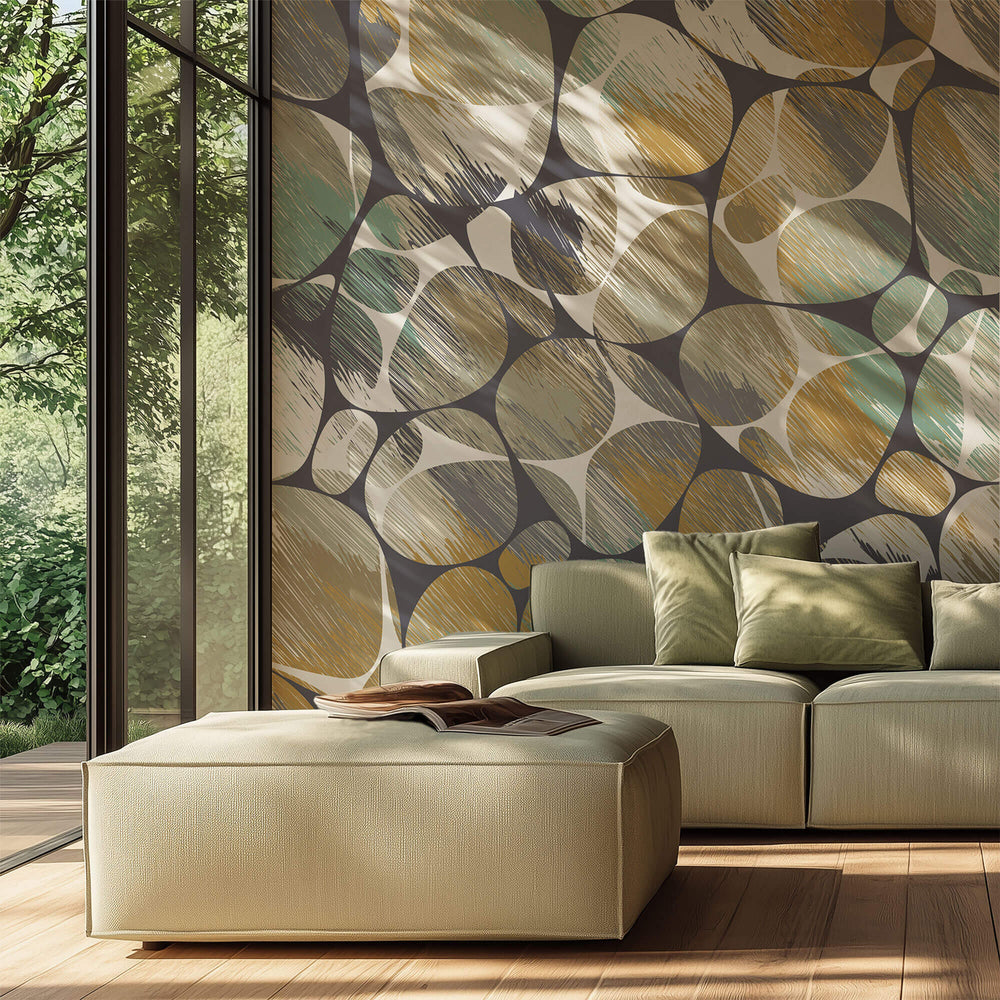 Tapet Personalizat Abstract cu model geometric suprapus in nuante calde - DOUBLE PATTERN