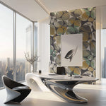 Tapet Personalizat Abstract cu model geometric suprapus in nuante calde - DOUBLE PATTERN