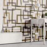 Tapet Personalizat Abstract cu dreptunghiuri texturate in nuante maronii verzi si mov - CHAIN PAINT