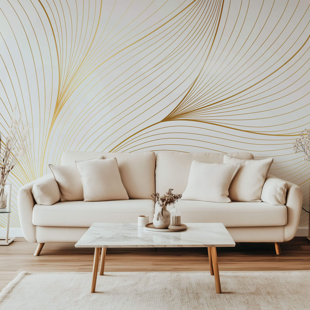 Tapet Personalizat Abstract cu fire aurii abstracte - GOLD LOTUS PETALS