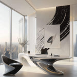 Tapet Personalizat Abstract cu urma de pensula si vopsea neagra in stil japonez - JAPANESE BRUSH STROKE