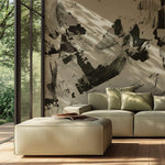 Tapet Personalizat Abstract cu forme abstracte in nuante de verde kaki - CAMO FOLIAGE