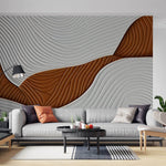 Tapet Personalizat Abstract cu plaster texturat in nuante de alb si caramiziu - ACRYLIC TEXTURED ART