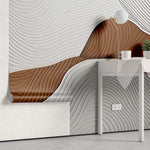 Tapet Personalizat Abstract cu plaster texturat in nuante de alb si caramiziu - ACRYLIC TEXTURED ART