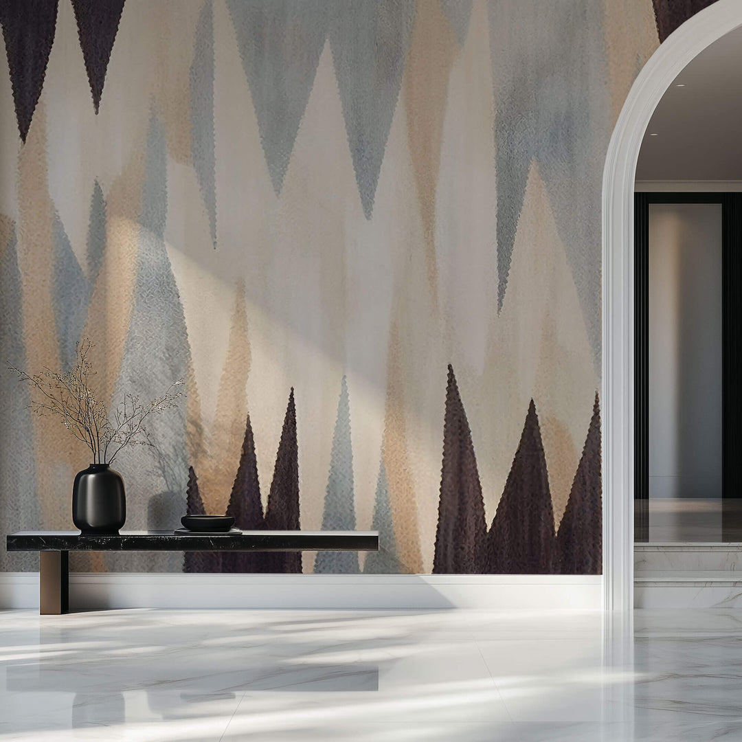 Tapet Personalizat Abstract cu varfuri abstracte pe fundal texturat - SHARP CAVE WALL