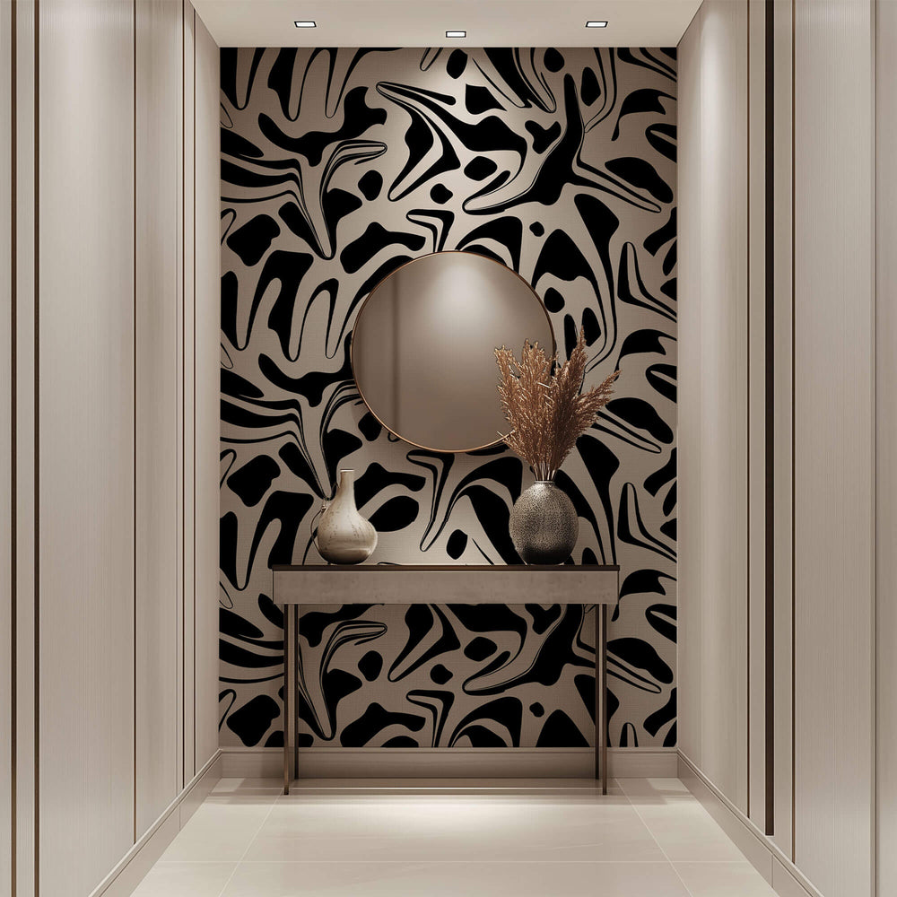 Tapet Personalizat Abstract cu forme abstracte negre - LIQUID BLACK