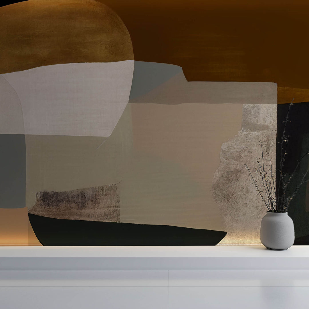 Tapet Personalizat Abstract cu pictura abstracta neuniforma - COFFEE OIL PAINT