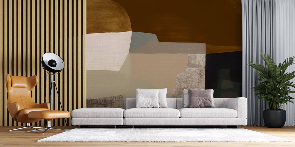 Tapet Personalizat Abstract cu pictura abstracta neuniforma - COFFEE OIL PAINT