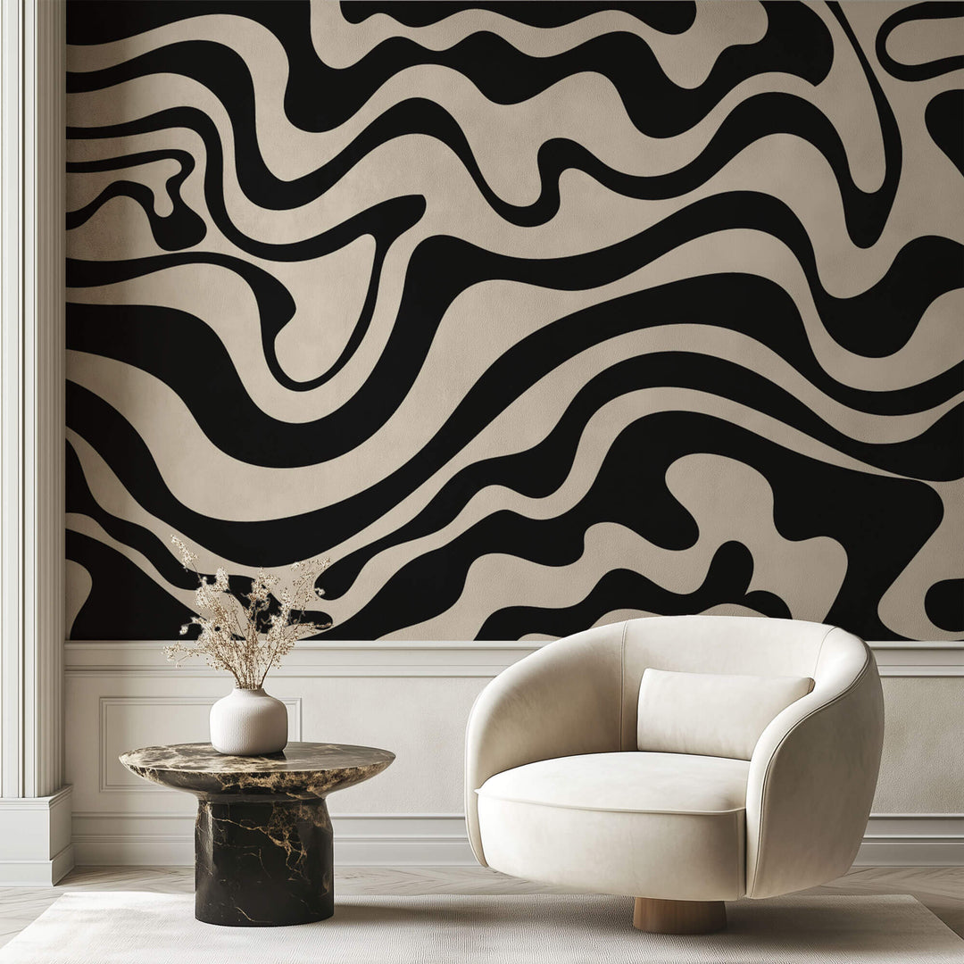 Tapet Personalizat Abstract cu forme fluide abstracte - SEAMLESS BLACK I