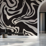 Tapet Personalizat Abstract cu forme fluide pe un fundal inchis - SEAMLESS BLACK II