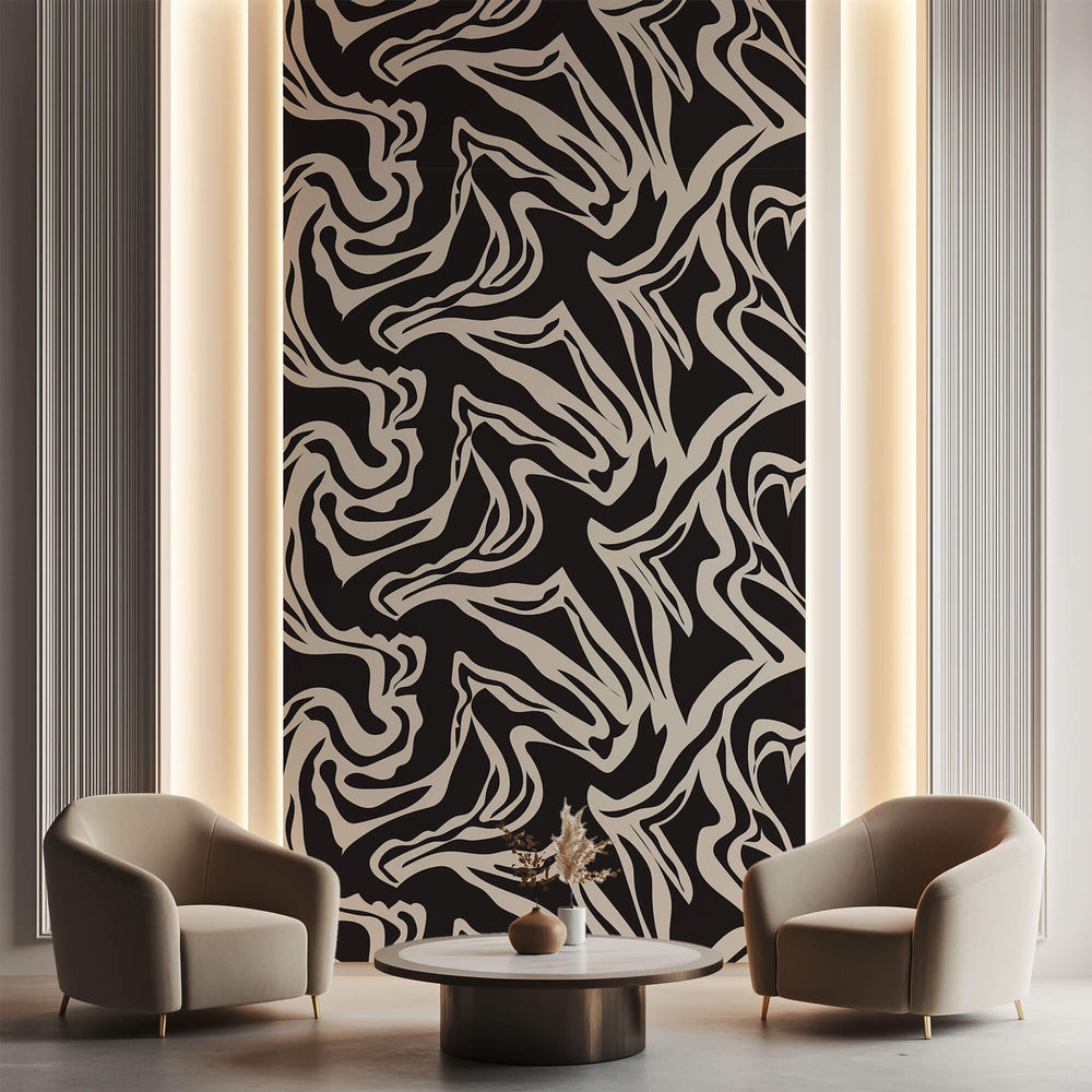 Tapet Personalizat Abstract cu forme fluide pe un fundal inchis - SEAMLESS BLACK II