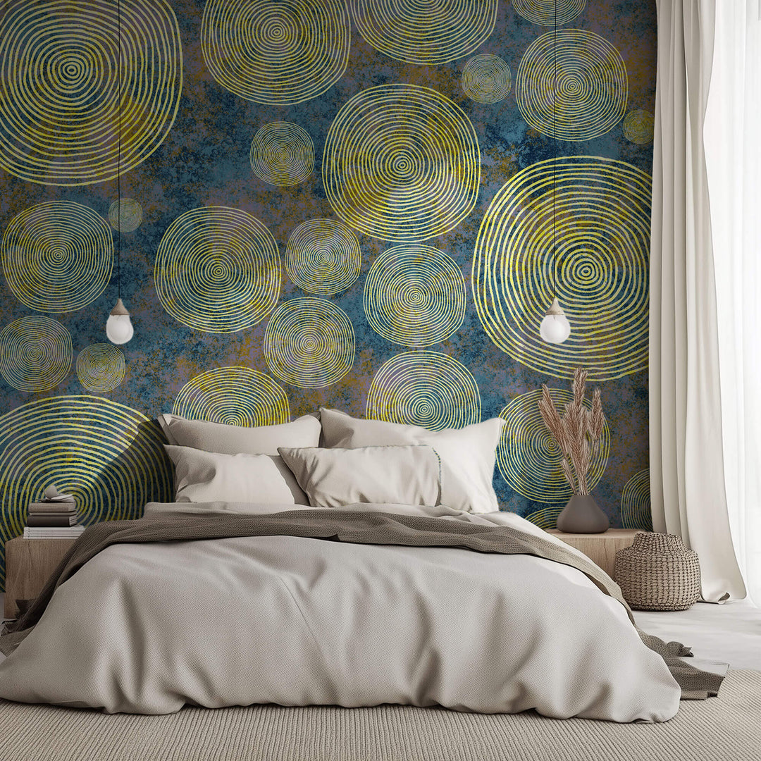 Tapet Personalizat Abstract cu cercuri concentrice in stil Van Gogh - VAN GOGH