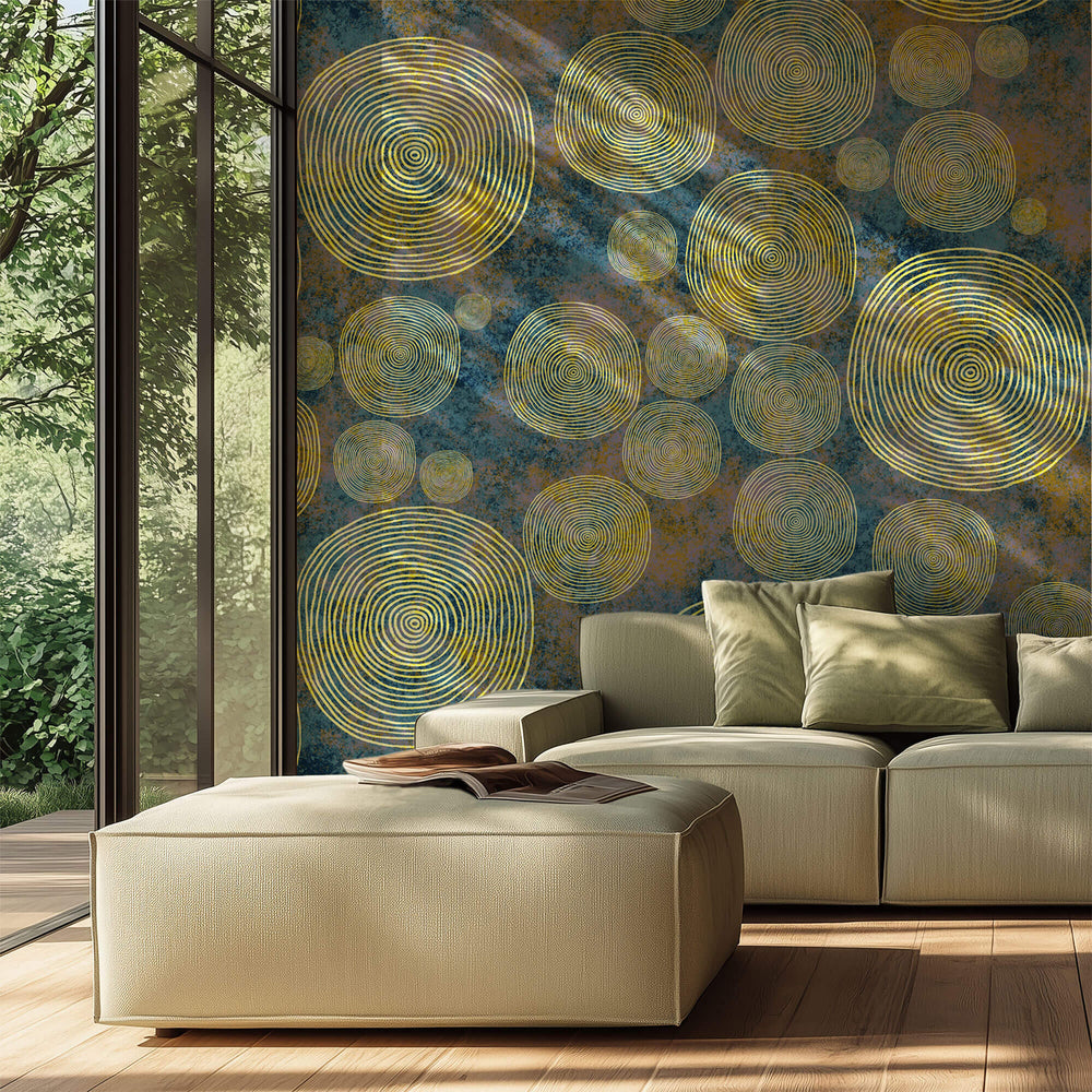 Tapet Personalizat Abstract cu cercuri concentrice in stil Van Gogh - VAN GOGH