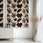 Tapet Personalizat Abstract cu frunze tropicale pe un fundal roz - LEAF STAMP