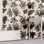 Tapet Personalizat Abstract cu frunze tropicale pe un fundal roz - LEAF STAMP