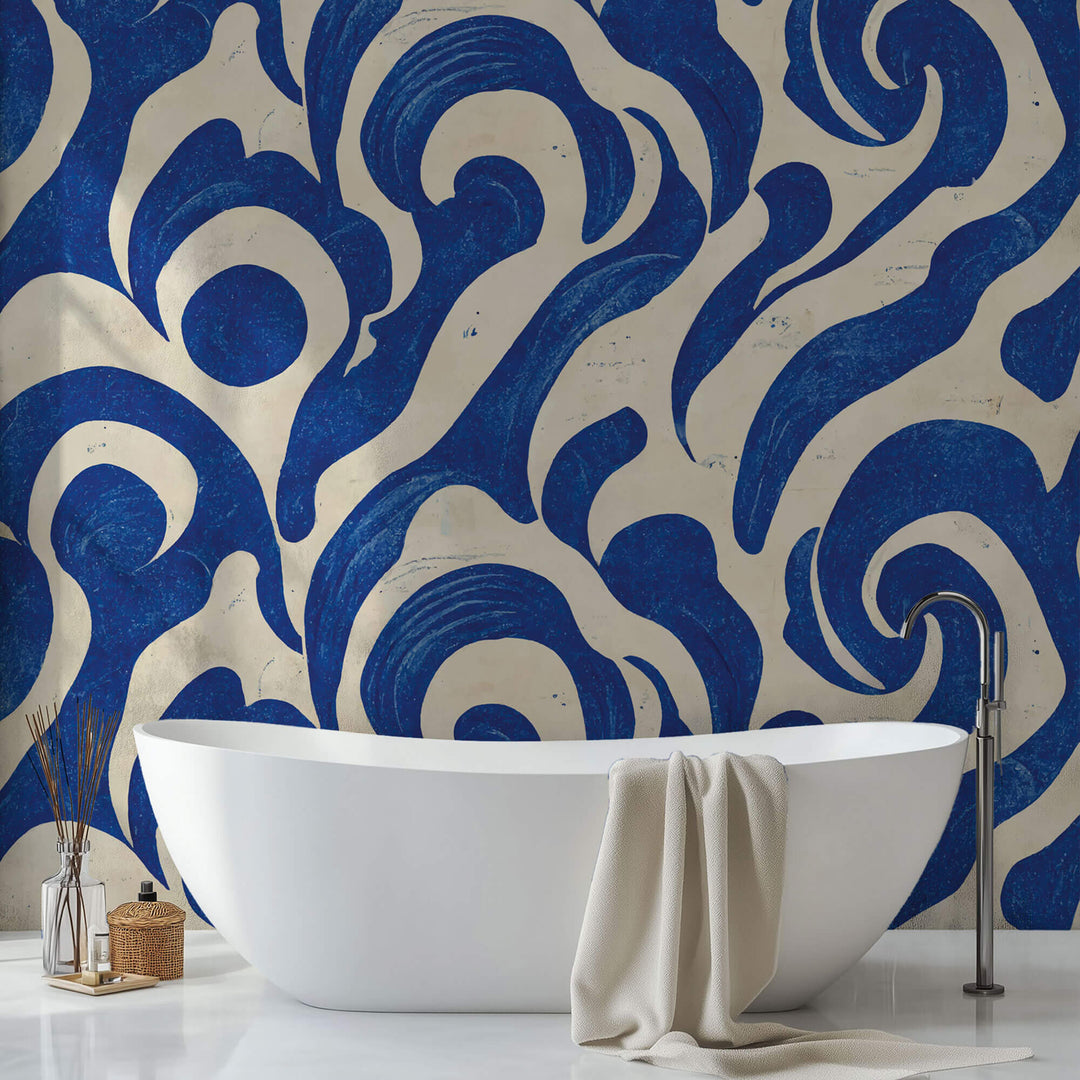 Tapet Personalizat Abstract cu vartejuri albastre abstracte - BLUE SWIRL